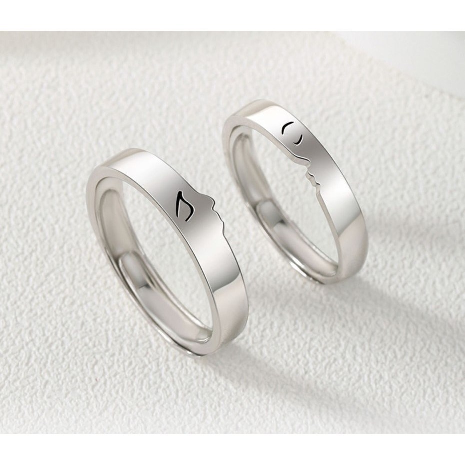 씨엔씨 CN-379 SET Silver 사랑의 kiss 커플반지 커플링 - thumb image