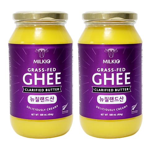 (뉴질랜드) 밀키오 목초사육 방탄커피 기버터 Ghee 454g (500mL) x 2개, 500ml - (