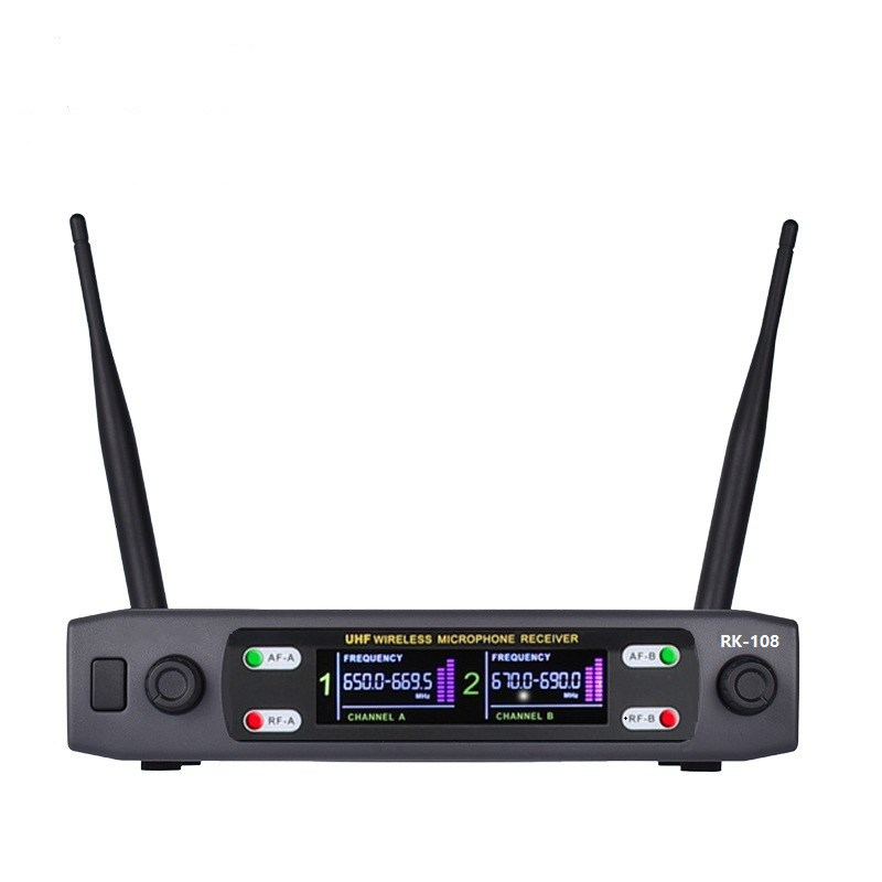 RichMagic 듀얼 채널 핸드헬드 UHF 무선 마이크2P 무대공연 노래방 회의 전문 마이크 세트, RK-108 - thumb image